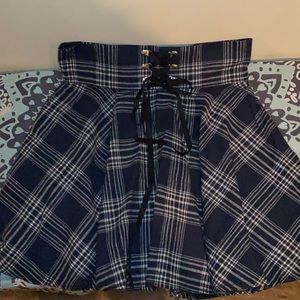 Plaid Pleated Skirt with Lace up back and front zipper NWT